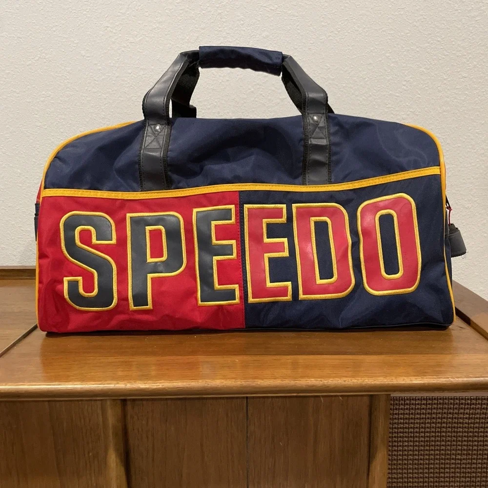 RARE! Vintage Speedo Duffle Bag, 1990s, Metal Feet, Colorful, Bold